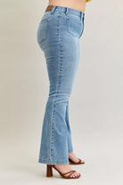 Judy Blue Medium Washed Mid Rise Bootcut Jeans with Contrast Wash & Front Patch Pockets