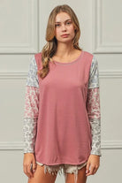 BiBi Mauve French Terry with Paisley Triblend Color Block