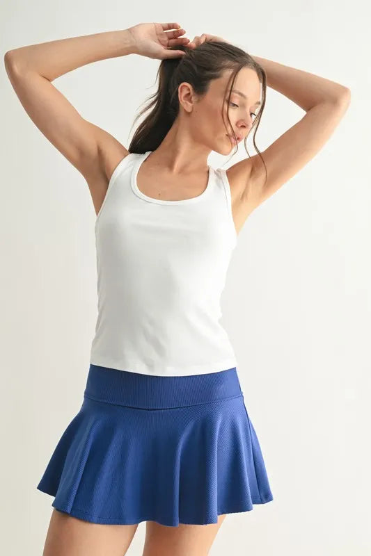 MONO B Basic White Slim Fit Scoop Neck Tank BASIC WHITE