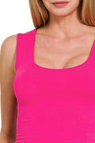 Zenana Hot Pink Double Layered Cropped Tank Top