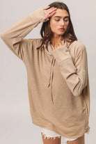 BiBi Taupe Solid Side Pocket Thumb Top