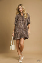 Umgee Leopard Print Mini Dress with Contrast Trim