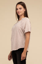 Zenana Back Patch Crinkle Washed Raglan Sleeve T-Shirt in 3 Colors! Shirts