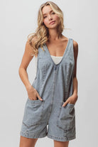 BiBi Patch Vintage Washed Denim Shortall