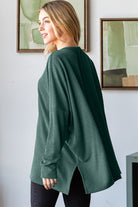 Heimish Hunter Green Sequin Nutcracker Long Sleeve Ribbed Top Trendsi