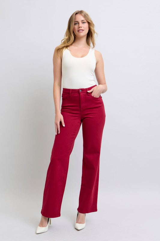 Judy Blue Heart Shaped High Rise Red Straight Leg Jeans Jeans