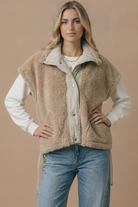 Haptics Snuggle Season Sherpa Vest in Slate