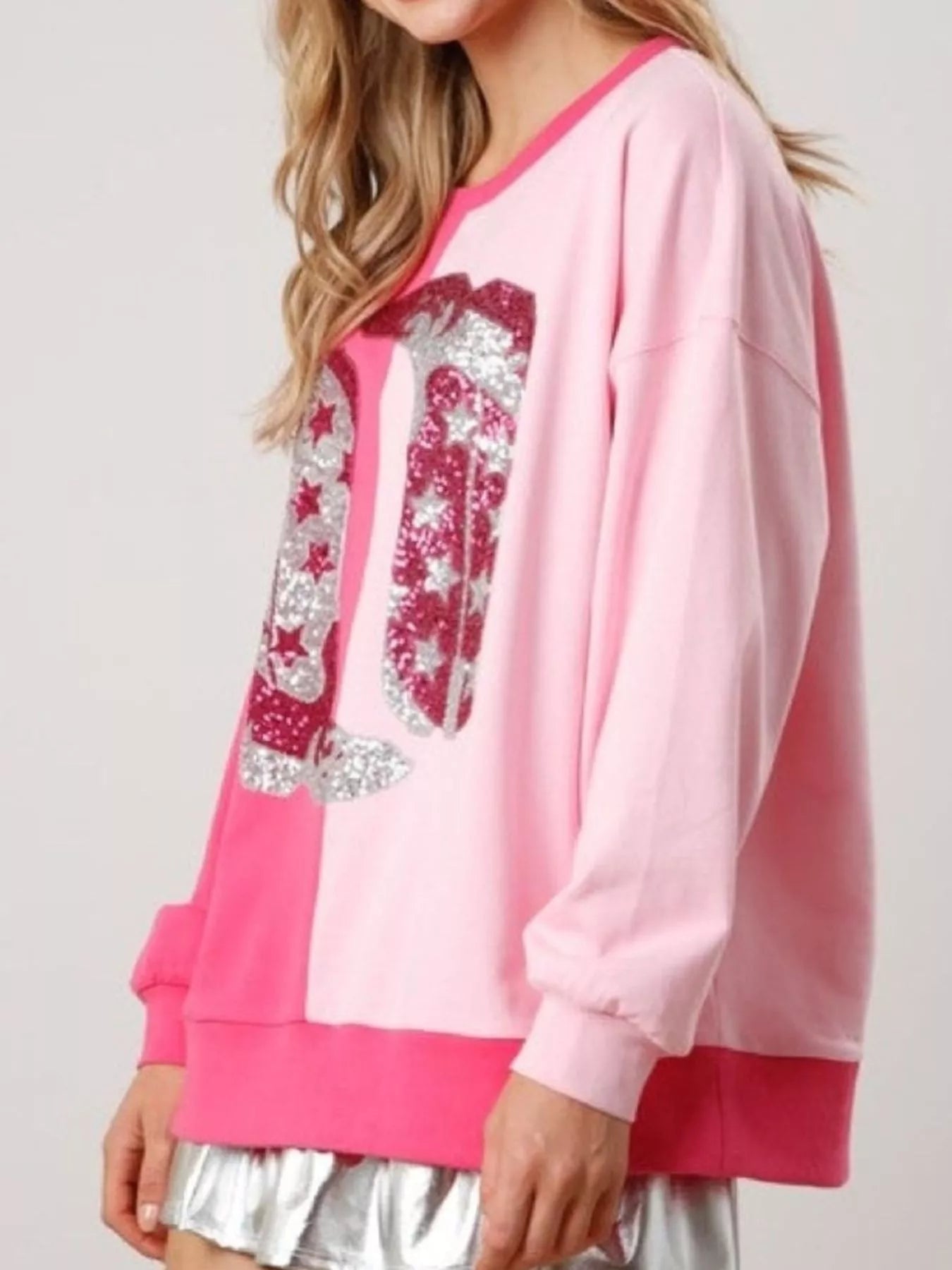 Preorder Sequin Boots Color Block Sweatshirt