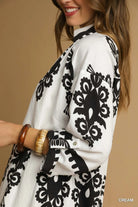 Umgee Cream Abstract Print Midi Dress