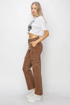 Risen Espresso High Rise Cargo Jeans Trendsi