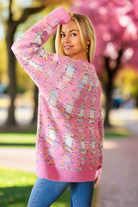 Haptics Pink Multicolor Popcorn Knit Sweater Haptics