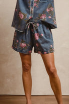 BiBi Floral Printed Denim Short With Pockets