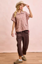 BiBi Vintage Mocha Washed Terry Pants with Pockets