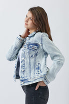 RISEN Button Up Acid Washed Denim Jacket Trendsi