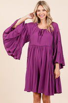 Mittoshop Frill Tie Neck Long Bell Sleeve Empire Waist Dress