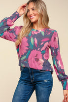 Haptics Navy Floral Brushed Hacci Sweater Top Haptics