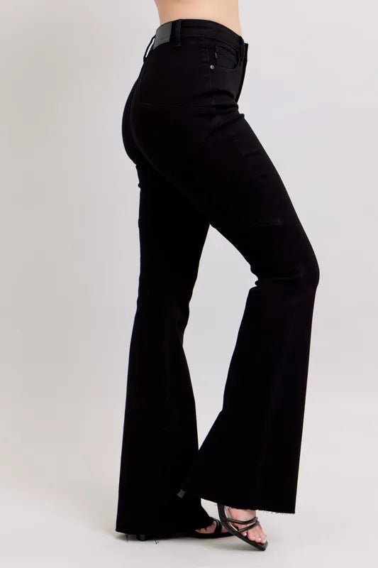 Judy Blue Black High Waist Star Seam Detail Flare
