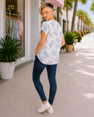 Haptics Down Right Delicate V-Neck Tulip Floral Top Womens