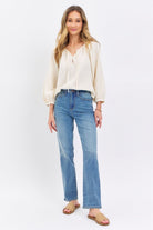 Judy Blue Medium Washed High Waist Straight Jeans Trendsi