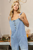 BiBi Washed Denim Buttoned Overall Jumpsuit