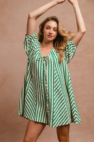 BiBi Jade Puffy Sleeves Romper with Back Button Closure