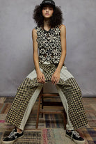 POL Round Neck Floral Crochet Sleeveless Cropped Top