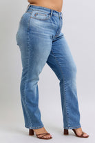 Judy Blue Vintage Washed Thermal Straight Jeans with Pockets Jeans