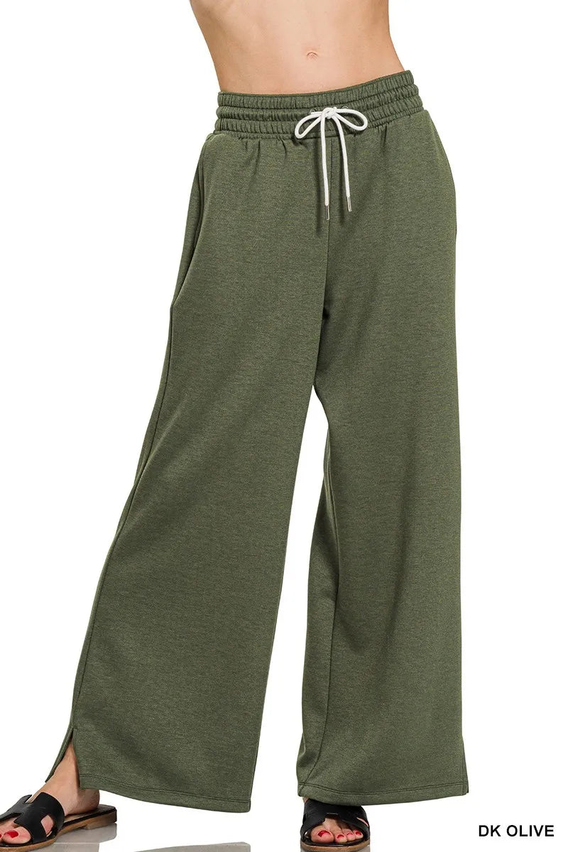 Zenana Dark Olive Scuba Drawstring Pants DK OLIVE