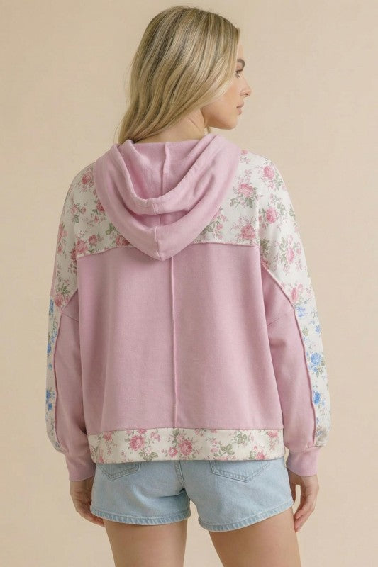 Haptics Sweet Spring Blossoms Color Block Hoodie