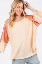 SAGE + FIG Honey Color Block Curved Hem T-Shirt Trendsi