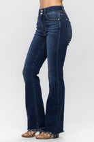 Judy Blue Jenna Dark Washed Frayed Hem Bootcut Jeans Trendsi