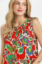 Umgee Red Abstract Print Sleeveless Shift Dress
