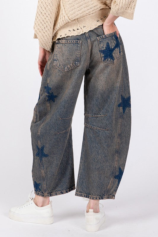 SAGE + FIG Star Wide Leg Jeans with Pockets Jeans