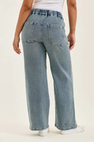 Judy Blue Hight Waist Wilhelmina Baggy Jeans with Md Aged Stone Blue Wash