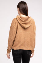 Zenana Hooded Brushed Melange Hacci Sweater ZENANA