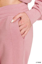 Zenana Brown Scuba Crewneck Pullover & Joggers 2 Piece Set