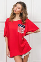BiBi French Terry With Front Pocket Dolman Sleeves Top