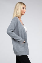 Zenana Melange Open Front Sweater Cardigan ZENANA