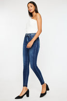 Kancan Dark Washed High Rise Ankle Skinny Jeans Trendsi