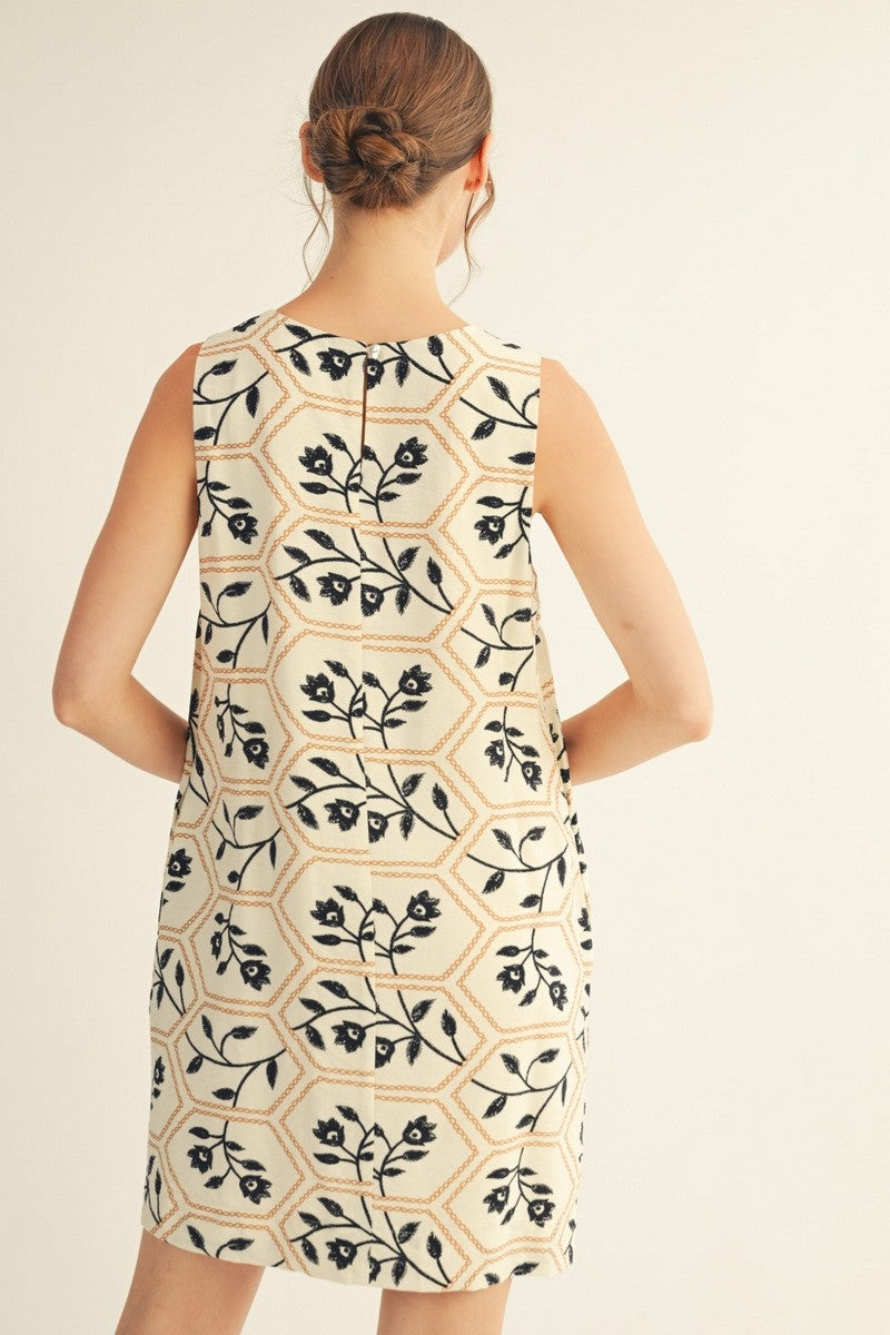 Jodifl Floral Embroidery Print Shift Dress