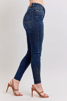 Judy Blue Dark Washed Embroidered High Rise Skinny Jeans