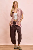 BiBi Vintage Mocha Washed Terry Pants with Pockets