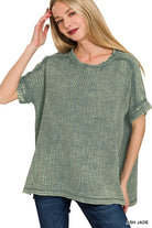 Zenana Ash Jade Acid Washed Double Gauze Round-neck Tee ASH JADE