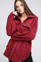 BiBI Fleece Buttoned Down Oversized Jacket BURGUNDY BiBi