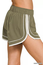 Zenana Dusty Olive Soft Woven Lined Dolphin Shorts