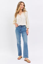 Judy Blue Medium Washed High Waist Straight Jeans Trendsi