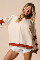 BiBi Oatmeal French Terry Top With Patch Detail Sweatshirt
