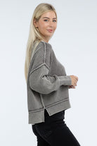 Zenana Washed Side Slit Oversized Cropped Sweater in 4 Colors! ZENANA