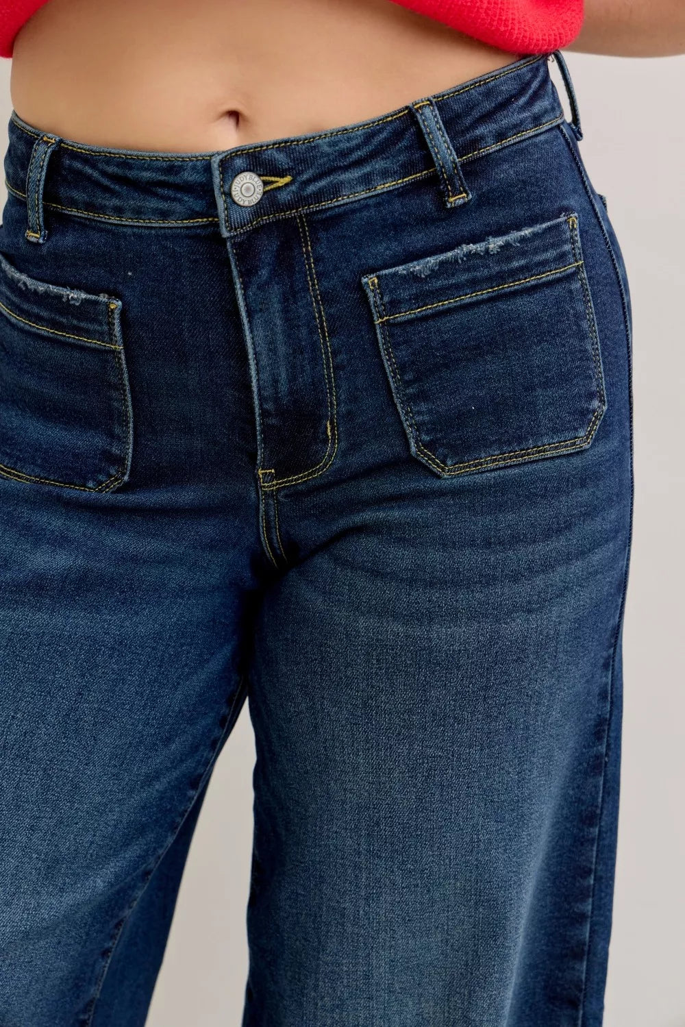 Judy Blue High Waist Palazzo Jeans with Front Patch Pockets