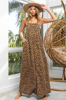 BiBi Leopard Washed Corduroy Wide Leg Overalls